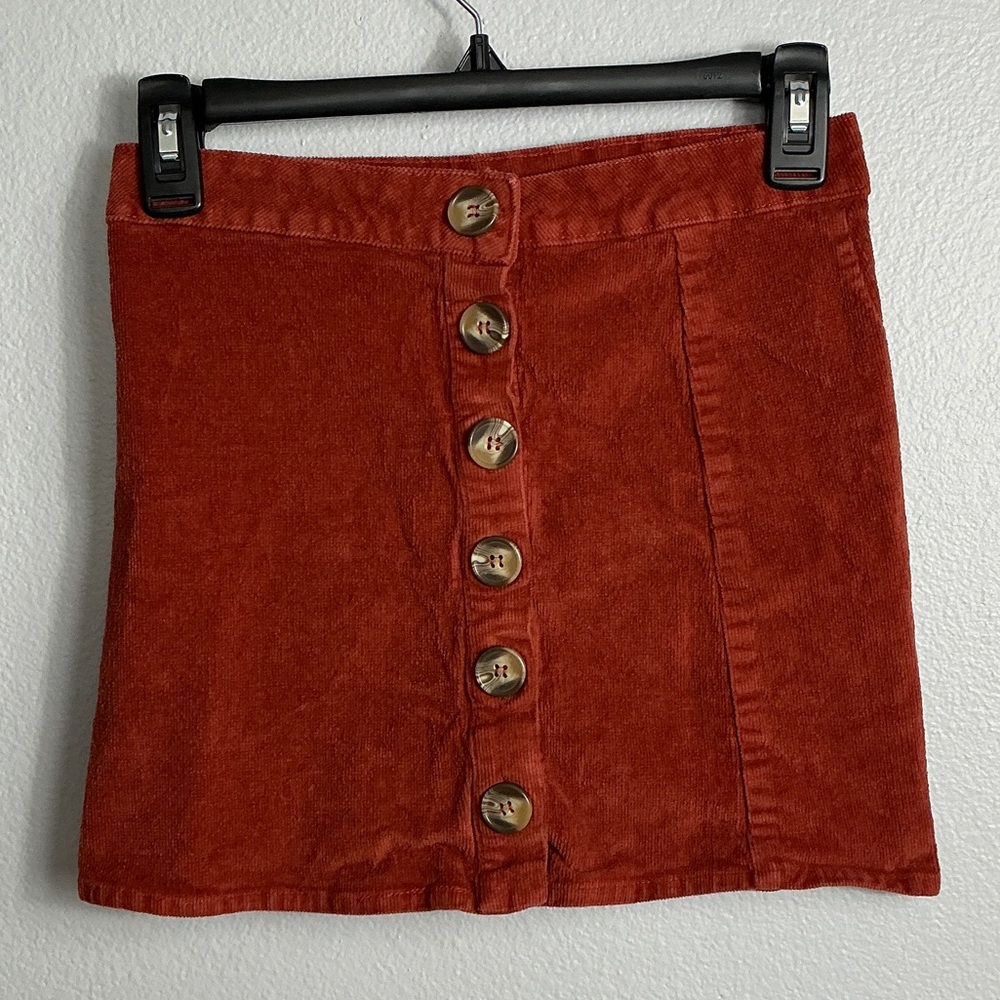 Rue21 Rust Button-Front Corduroy Skirt Size XS